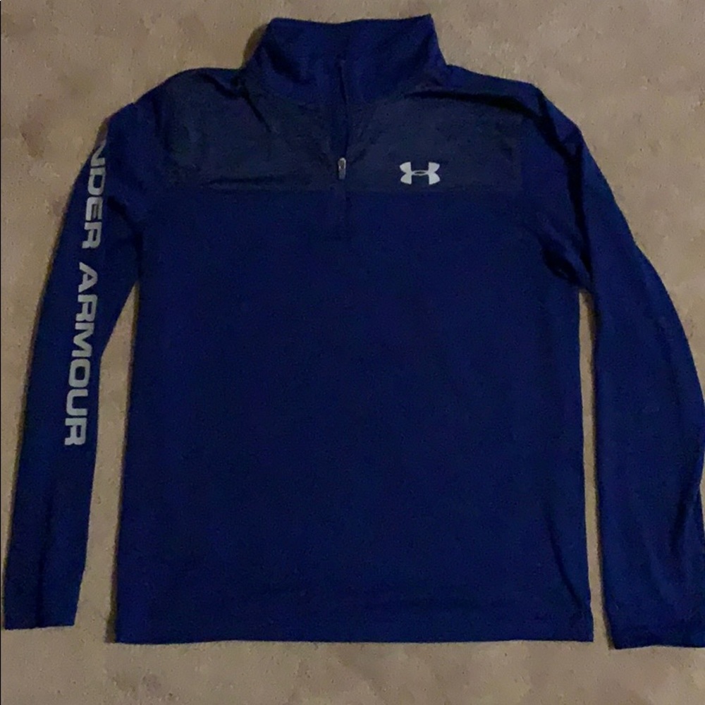UA 1/4 zip long sleeve heat gear, blue YLG